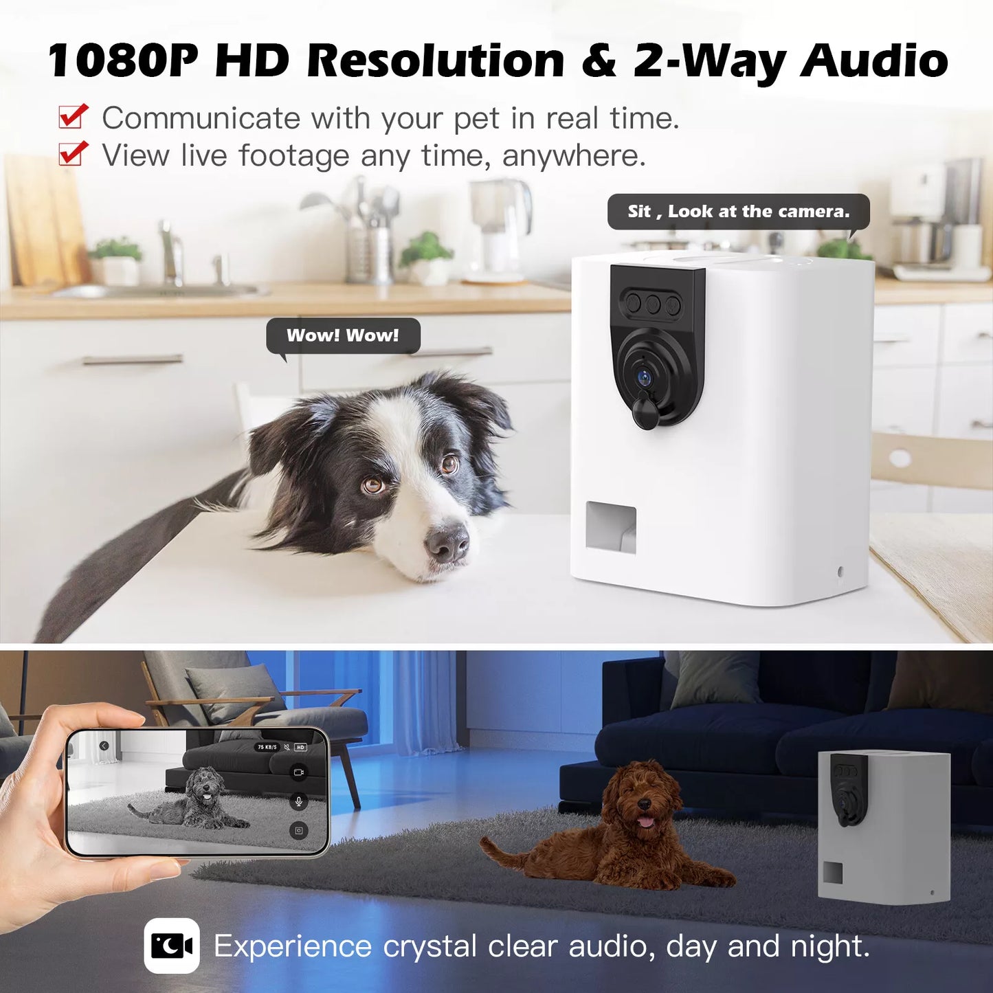 Rechargeable Wireless Pet Camera And Feeder